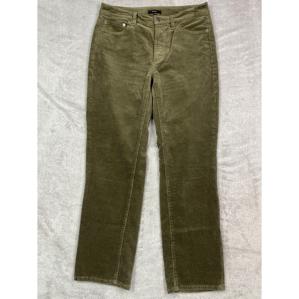 Quince Womens Organic Stretch Corduroy Straight Leg Pants Seaweed Green Size 10